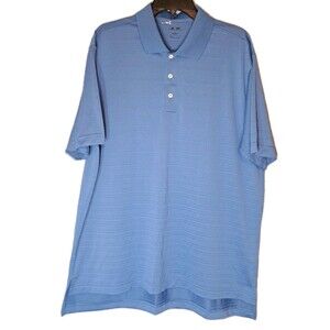 Adidas Golf Mens Large Dri-FIT Polo Sport Shirt Blue Stripe Coach NEW Sports